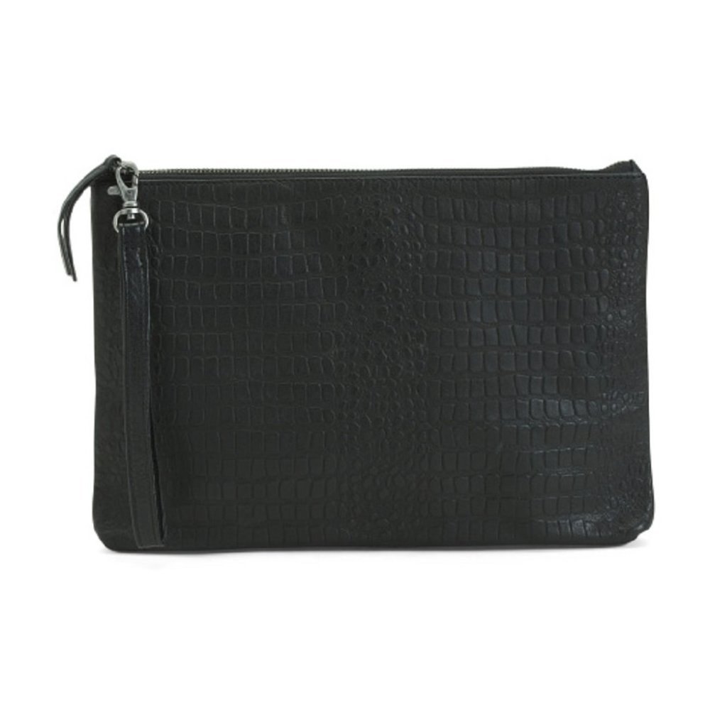 DAY & MOOD Croc Embossed Leather Bree Clutch